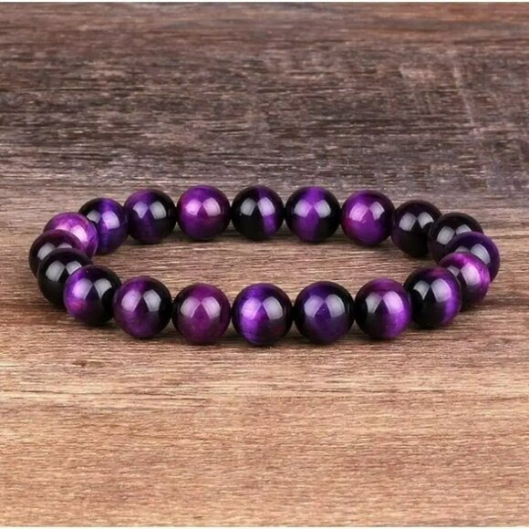 Natural Purple Tiger's Eye Crystal Bracelet (SKU #0380) - Picture 4 of 6